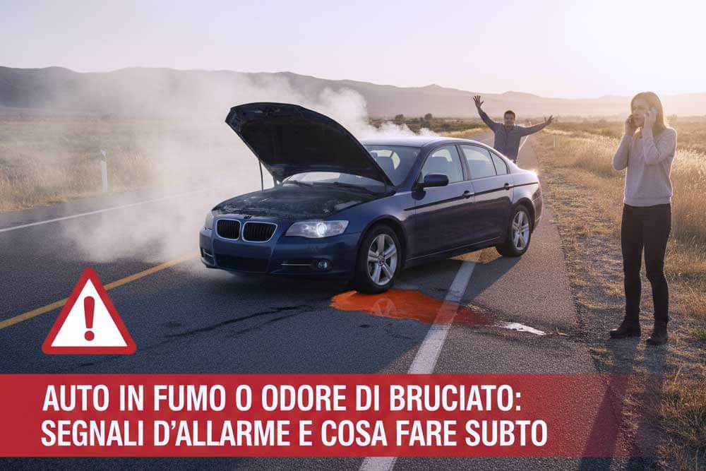 automobile in fumo odore di bruciato