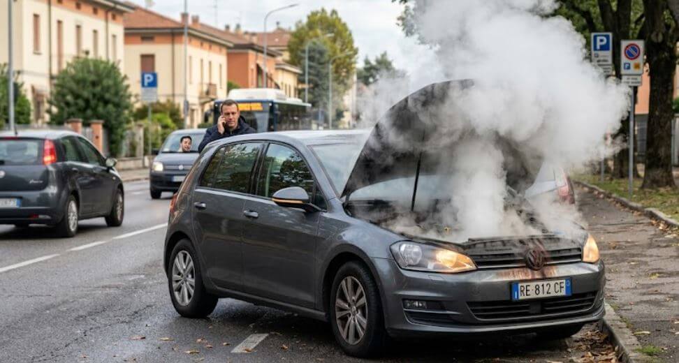 auto motore surriscaldato