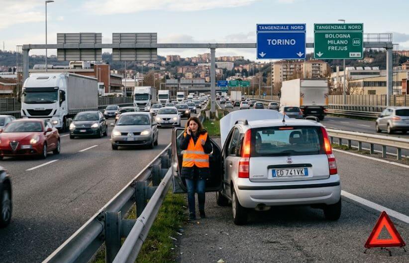 auto in panne tangenziale torino